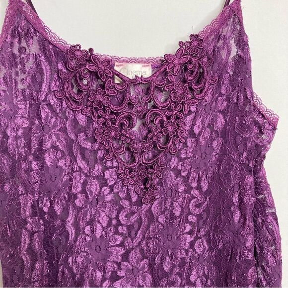 Vintage Cinema Etoile Purple Lace Nightie Nightgown Slip Chemise Large - Picture 3 of 10